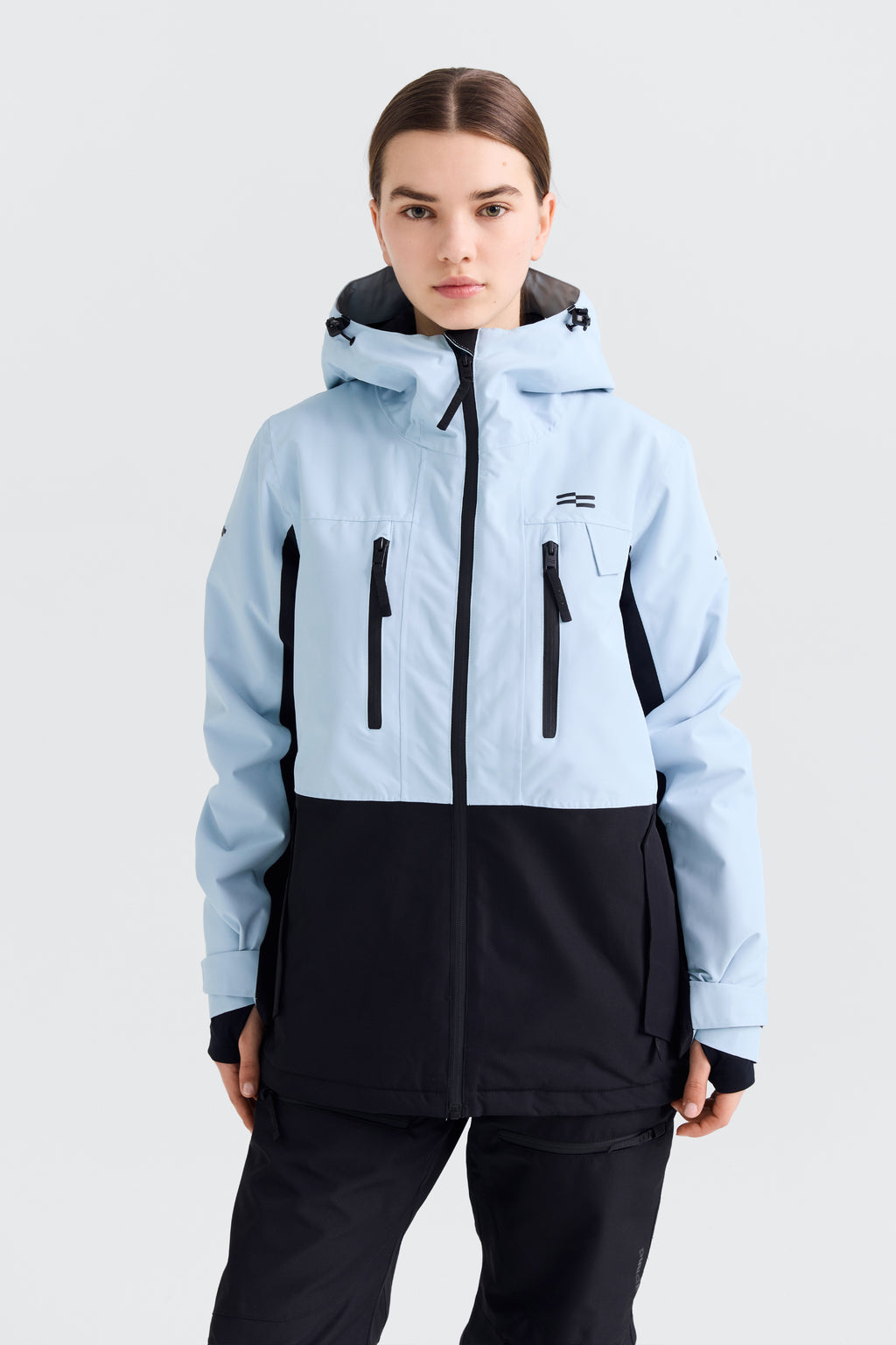 Jalo Ski Jacket Women, Light Blue + Black