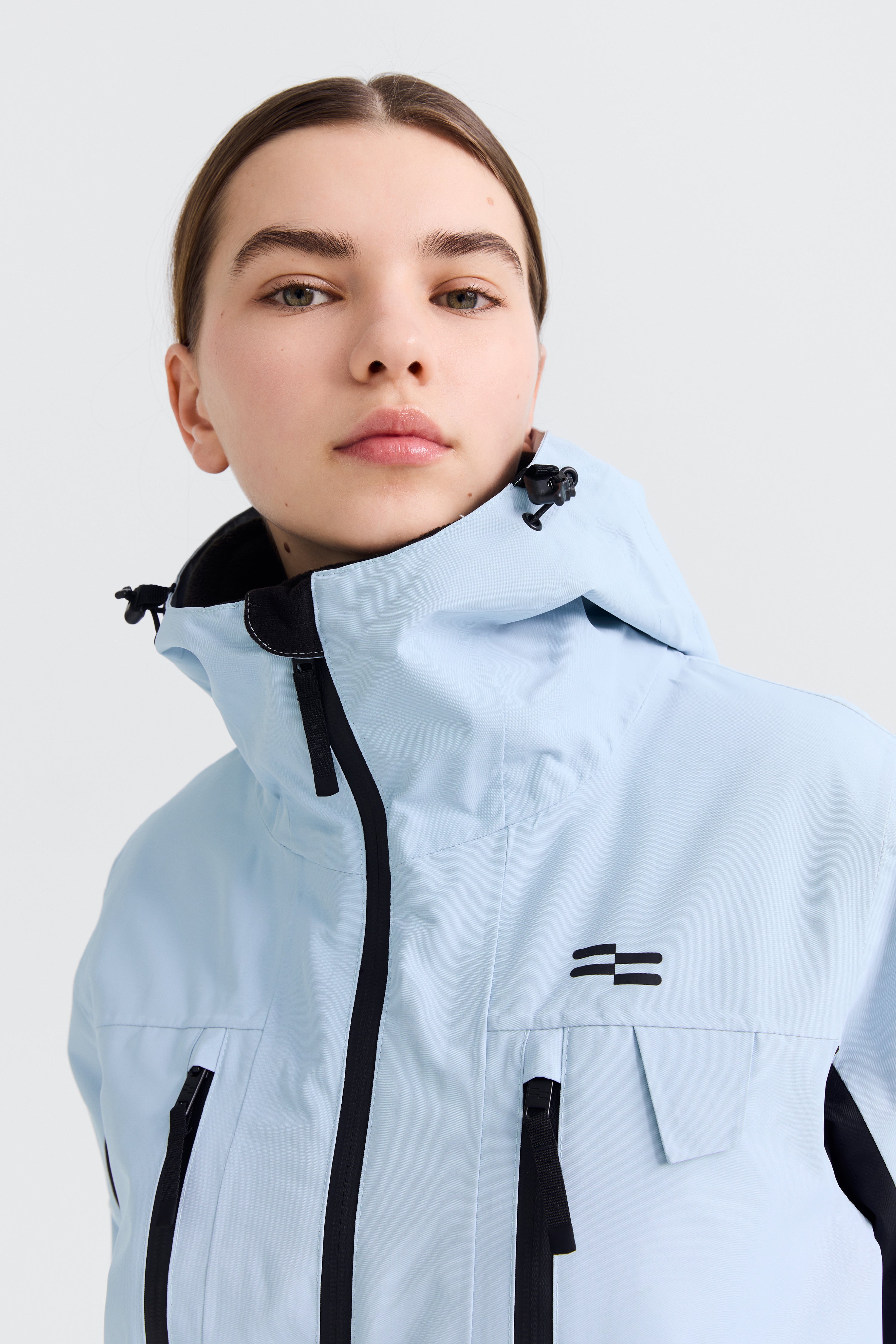 Jalo Ski Jacket Women, Light Blue + Black