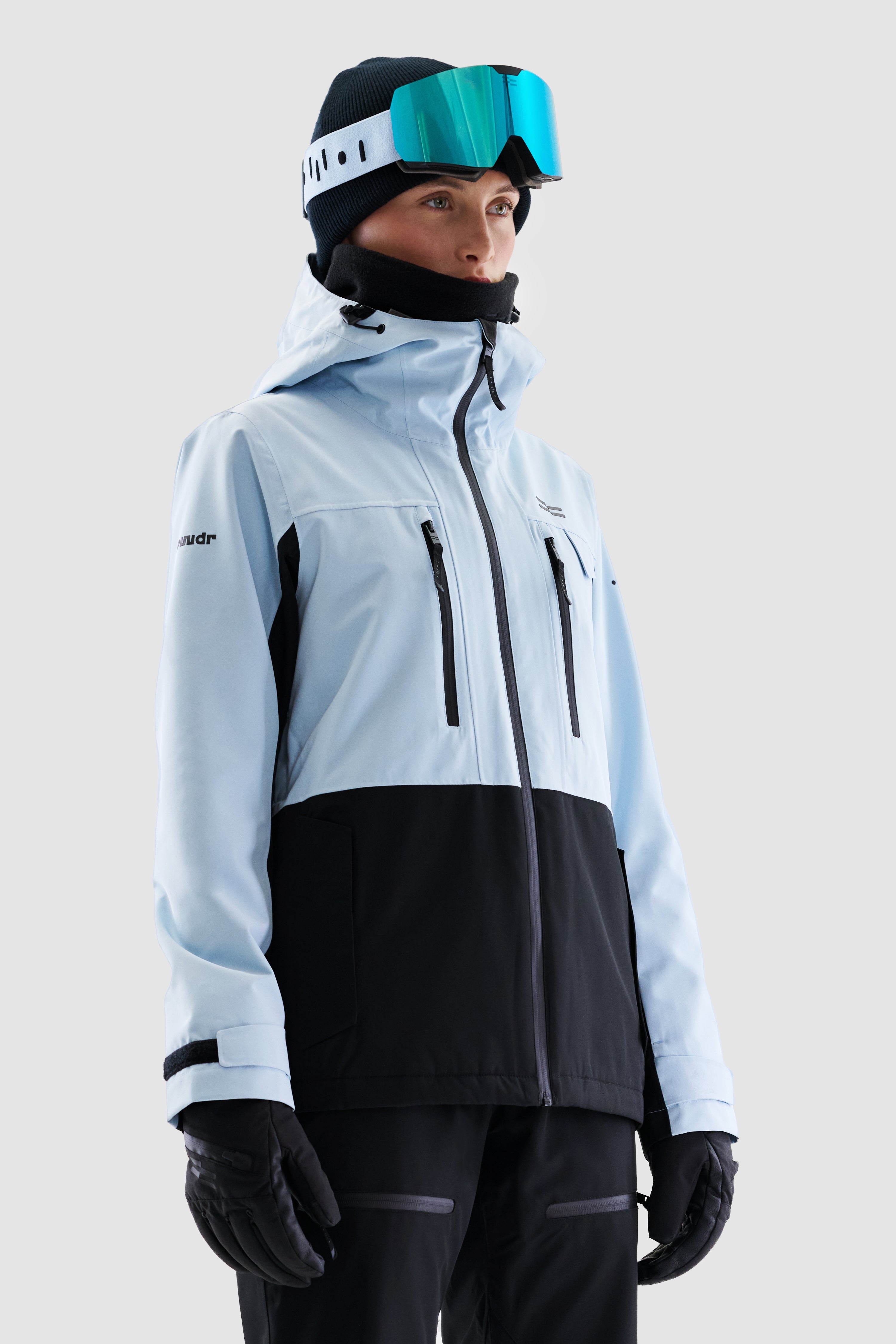 Jalo Ski Jacket Women, Light Blue + Black