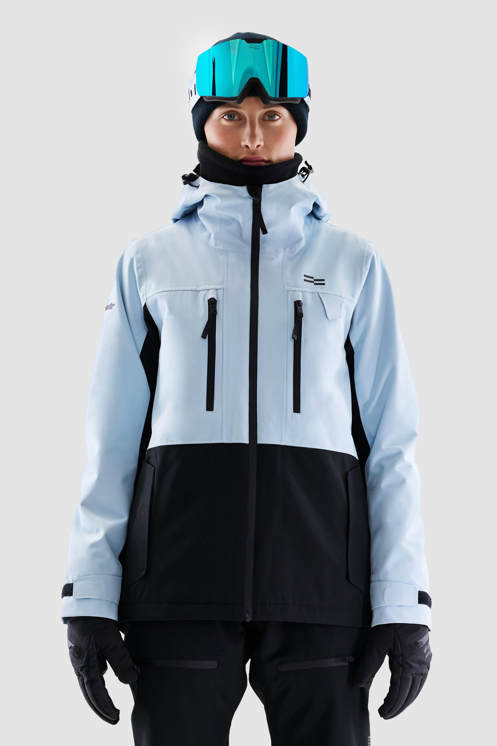 Jalo Ski Jacket Women, Light Blue + Black