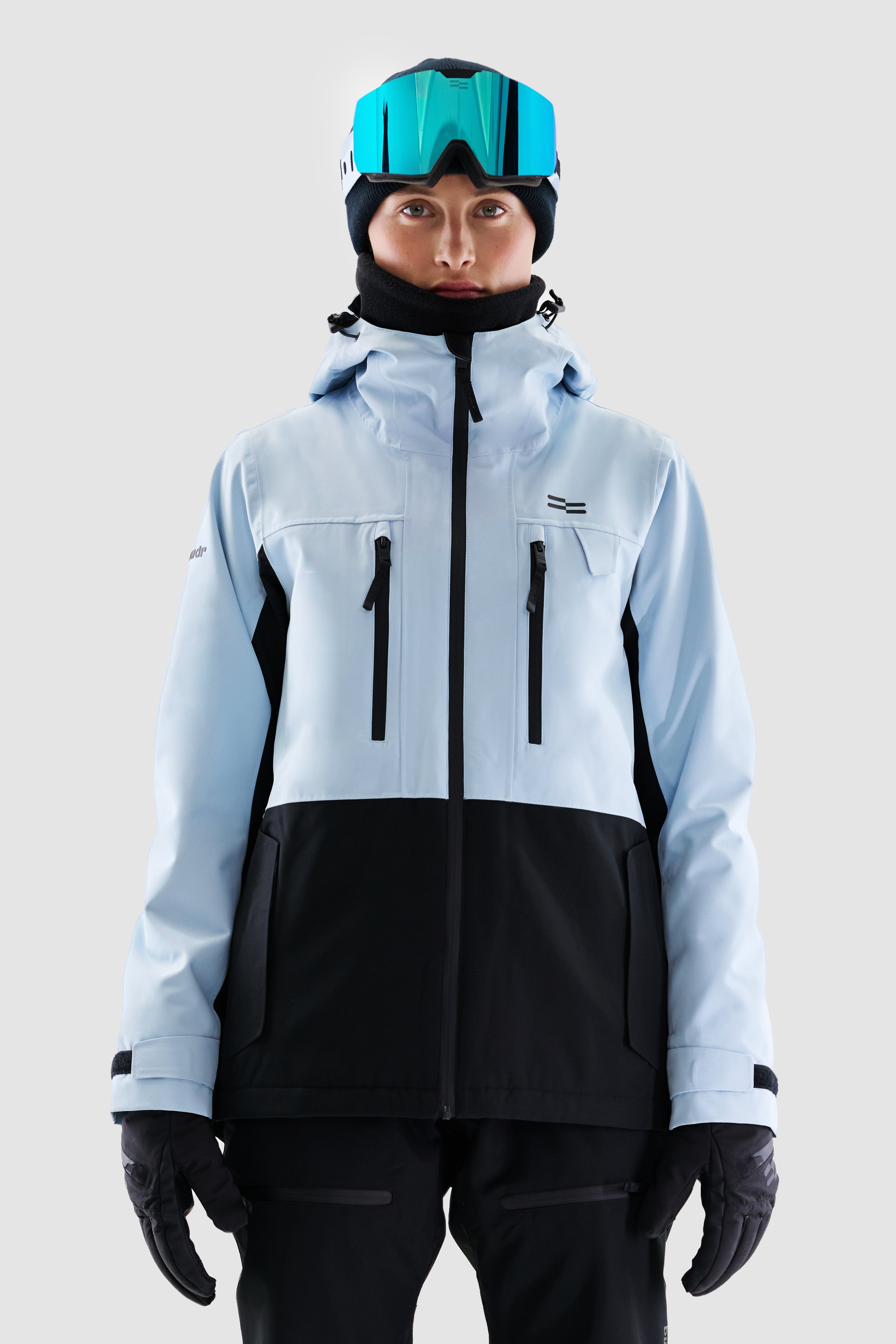 Jalo Ski Jacket Women, Light Blue + Black