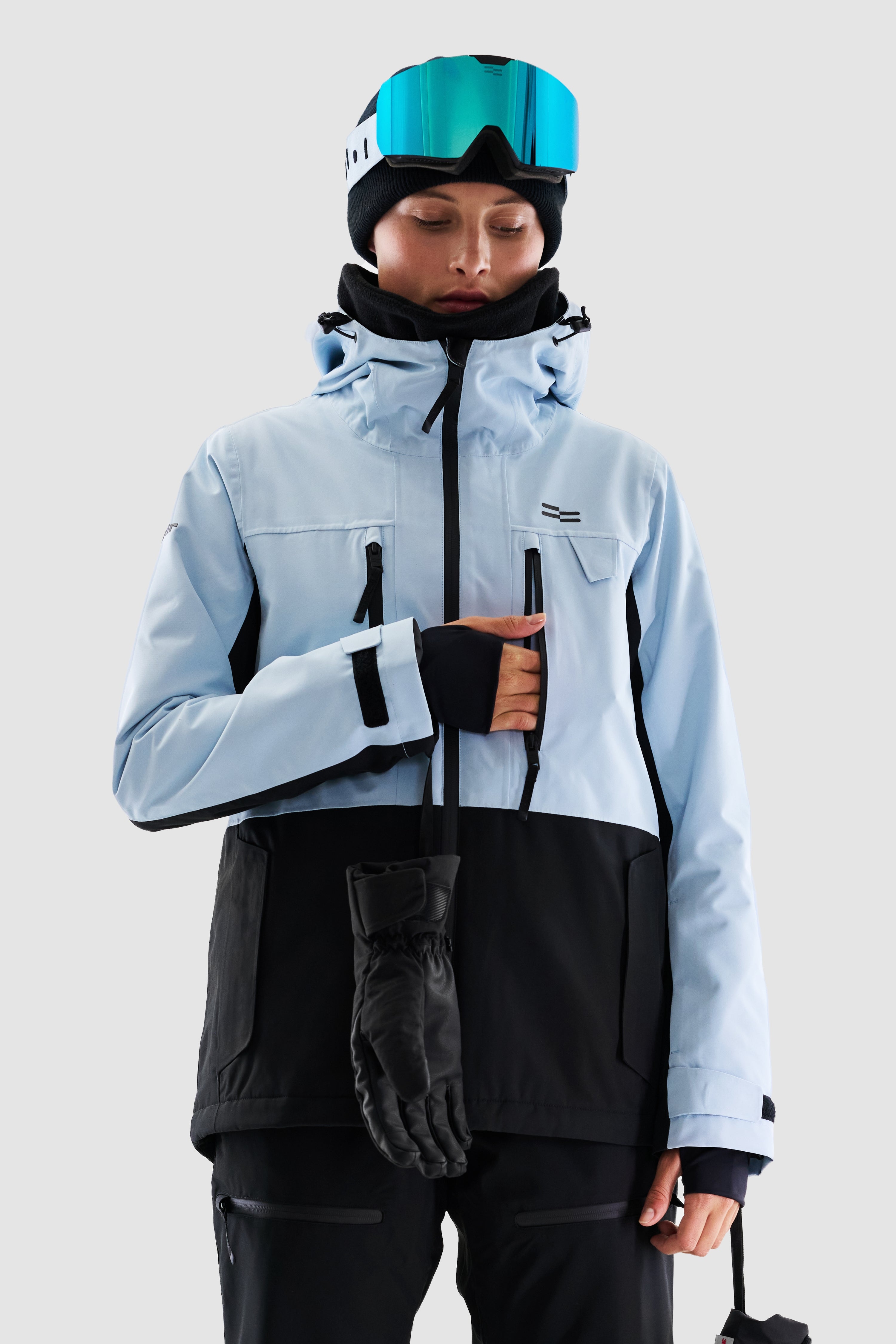 Jalo Ski Jacket Women, Light Blue + Black
