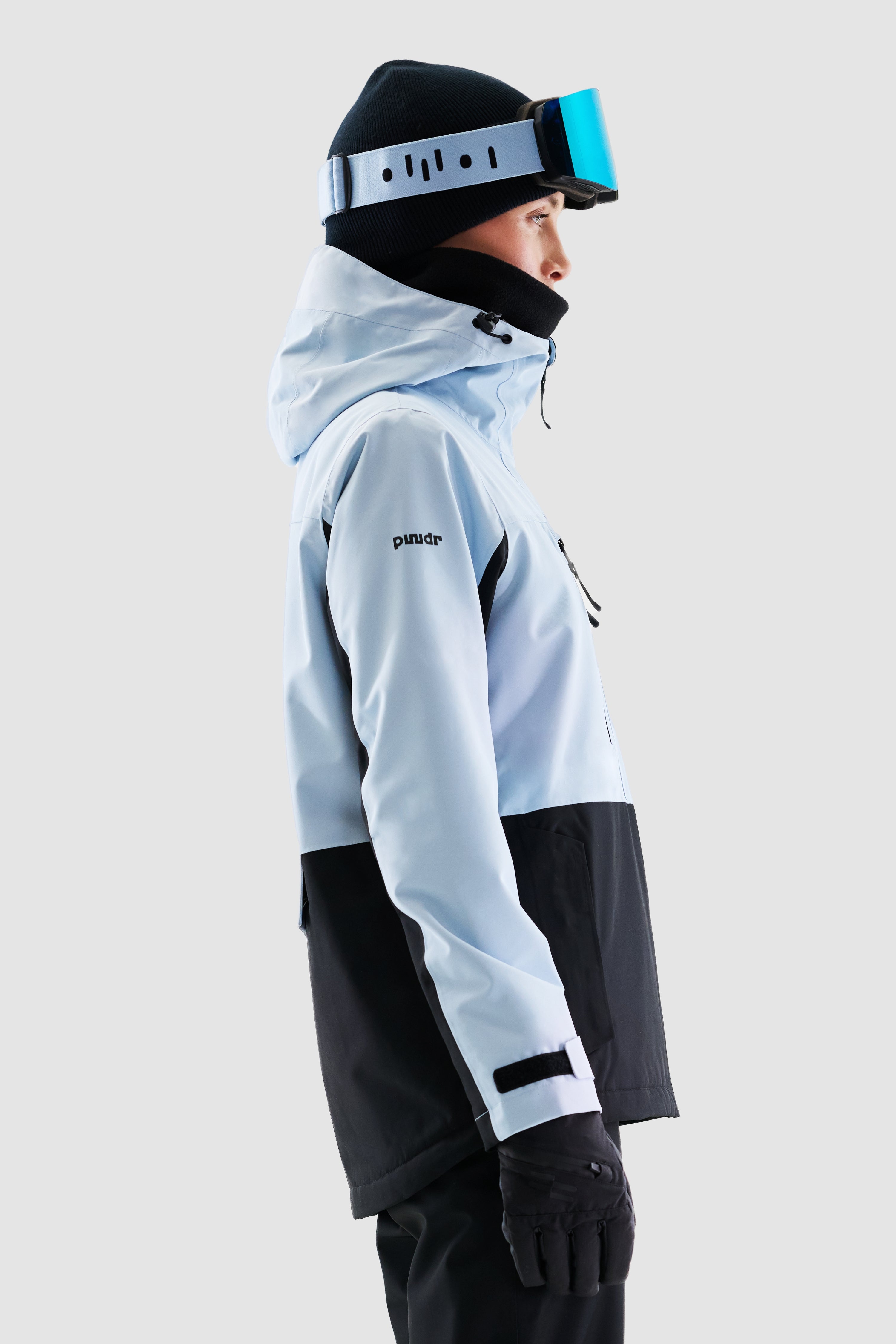 Jalo Ski Jacket Women, Light Blue + Black